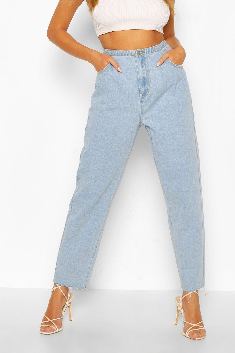 Frayed hem hot sale mom jeans